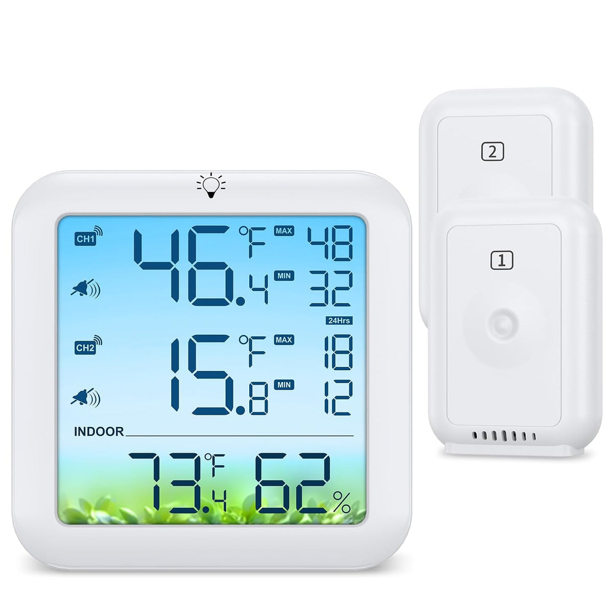 Bomivoi Wireless Fridge and Freezer Thermometer with Alarm, Max/Min Temperature Records Digital Refrigerator Thermometer, 328FT Remote Range, Magnetic & Stand Options for Kitchen Home Restaurant