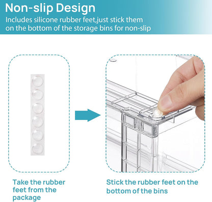 Clear Stackable Storage Drawers, 4 Pack Kitchen Cabinet Set | Medium and Small Pull-Out PET Drawers with Stackable Design for Kitchen Cabinets, Pantry, Under Sink, Medicine