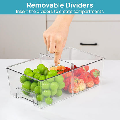 Clear Stackable Storage Drawers, 4 Pack Kitchen Cabinet Set | Medium and Small Pull-Out PET Drawers with Stackable Design for Kitchen Cabinets, Pantry, Under Sink, Medicine