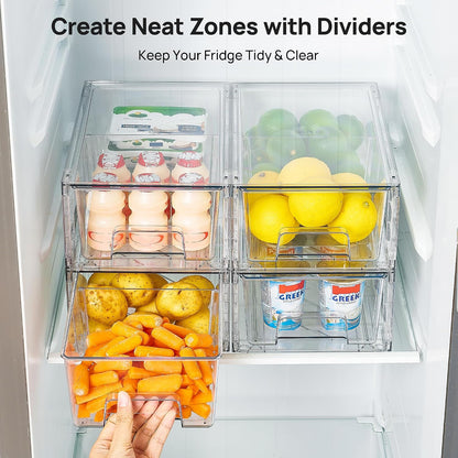 Clear Stackable Storage Drawers, 4 Pack Kitchen Cabinet Set | Medium and Small Pull-Out PET Drawers with Stackable Design for Kitchen Cabinets, Pantry, Under Sink, Medicine