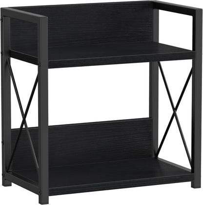Countertop Shelf Organizer, 2 Tier Kitchen Spice Rack for Countertop, Wood Coffee Counter Shelf Organizer for Home (Brown, S)