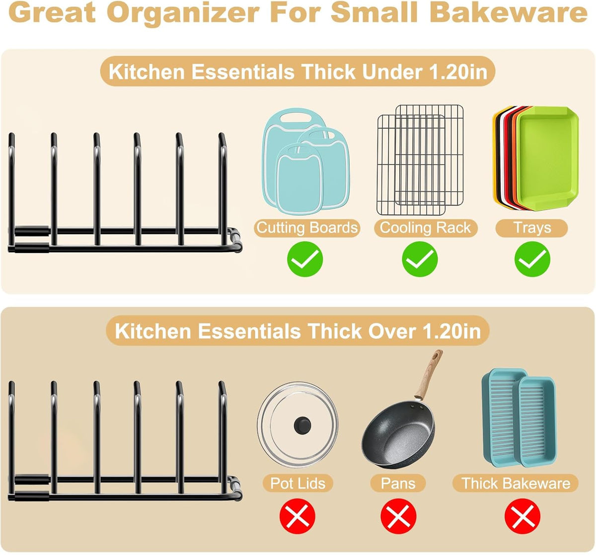 Fikoksol Cutting Board Organizer Storage, Baking Sheet Rack under Cabinet