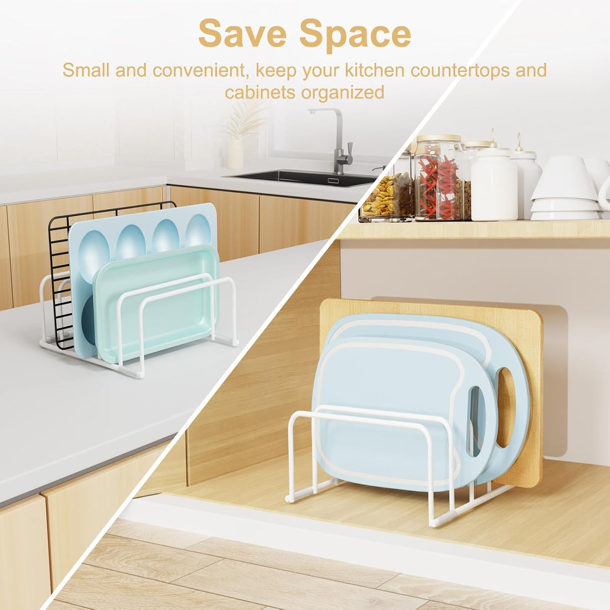 Fikoksol Cutting Board Organizer Storage, Baking Sheet Rack under Cabinet