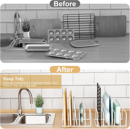Fikoksol Cutting Board Organizer Storage, Baking Sheet Rack under Cabinet