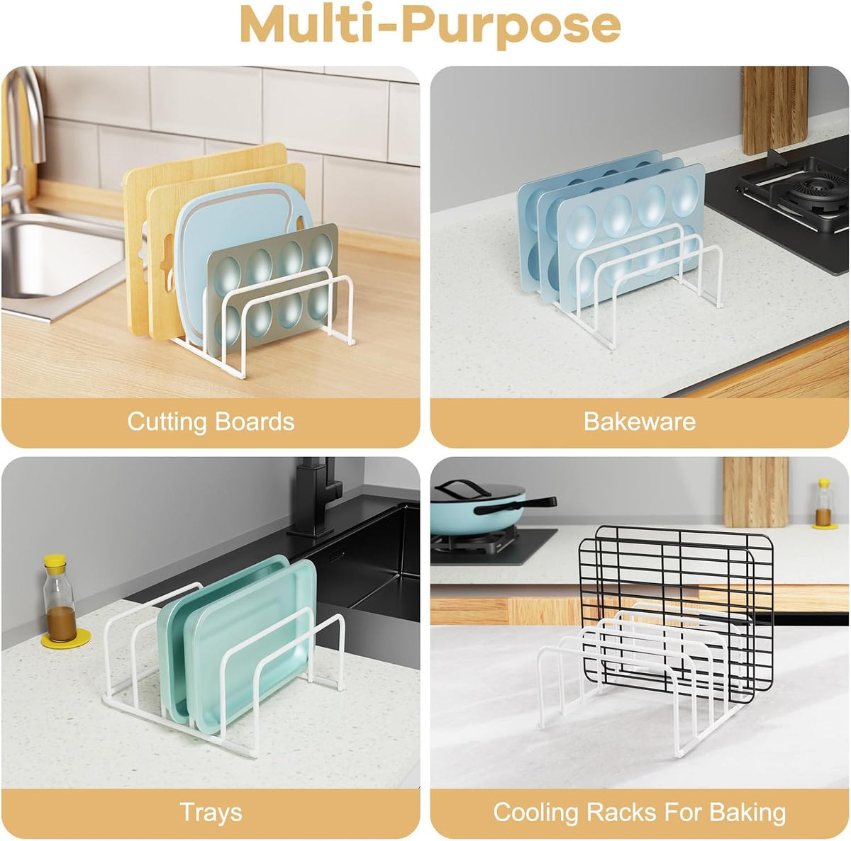 Fikoksol Cutting Board Organizer Storage, Baking Sheet Rack under Cabinet