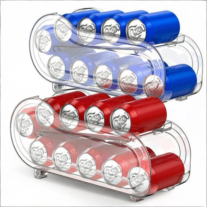 Auto-Rolling Soda Can Organizer for Refrigerator/Fridge, Upgraded Soda Can Dispenser & Holder for Pantry Storage 10 Standard Size 12oz/ 11.2oz/ 355ml/ 330ml Drink Short Cans (Clear)