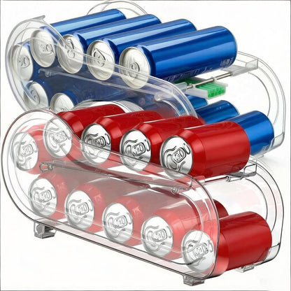Auto-Rolling Soda Can Organizer for Refrigerator/Fridge, Upgraded Soda Can Dispenser & Holder for Pantry Storage 10 Standard Size 12oz/ 11.2oz/ 355ml/ 330ml Drink Short Cans (Clear)