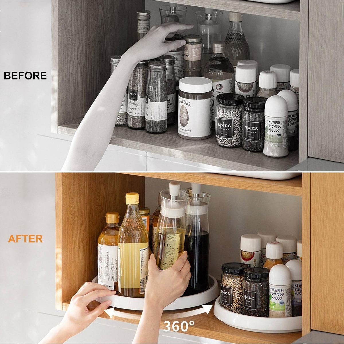 Lazy Susan Turntable Organizer 2 Pack - 10" Rotating Spice Rack Trays