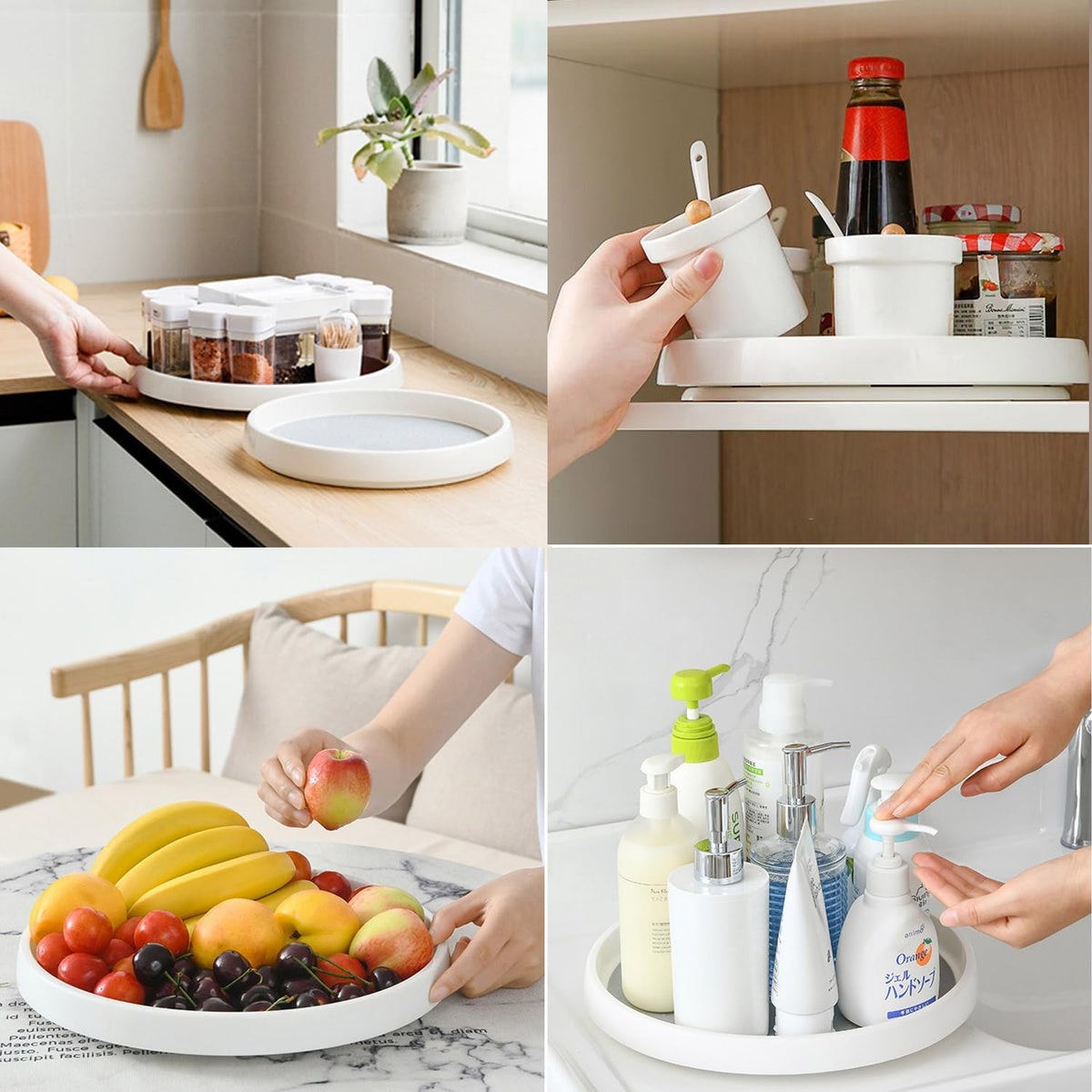 Lazy Susan Turntable Organizer 2 Pack - 10" Rotating Spice Rack Trays
