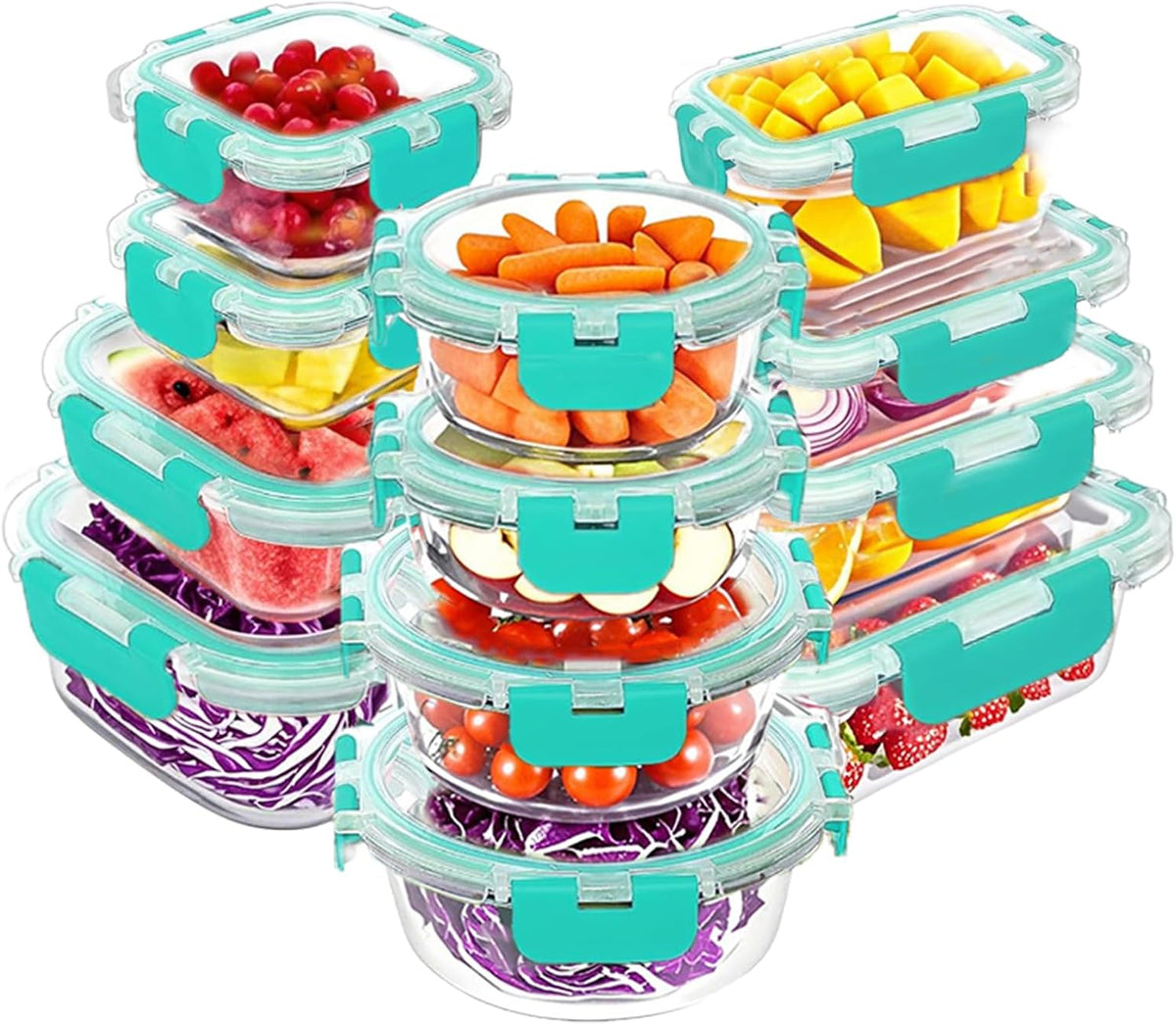 Glass Food Storage Containers Set with Lids, Grey