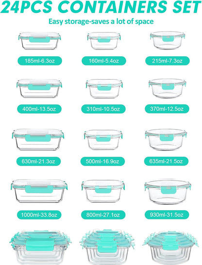 Glass Food Storage Containers Set with Lids, Grey
