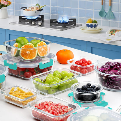 Glass Food Storage Containers Set with Lids, Grey