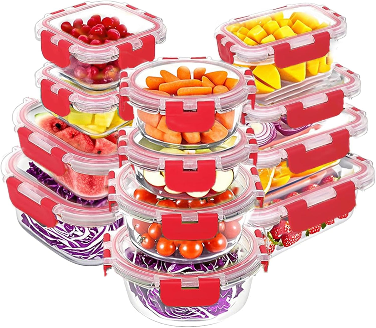 Glass Food Storage Containers Set with Lids, Grey
