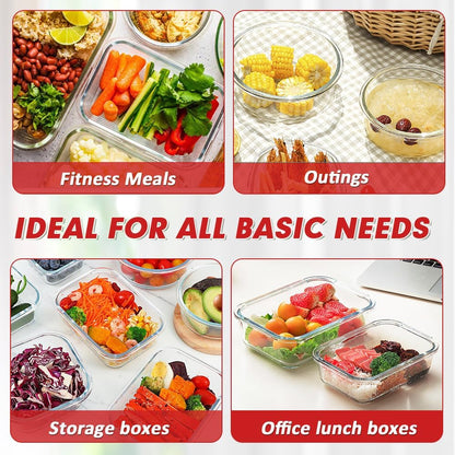 Glass Food Storage Containers Set with Lids, Grey
