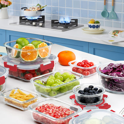 Glass Food Storage Containers Set with Lids, Grey