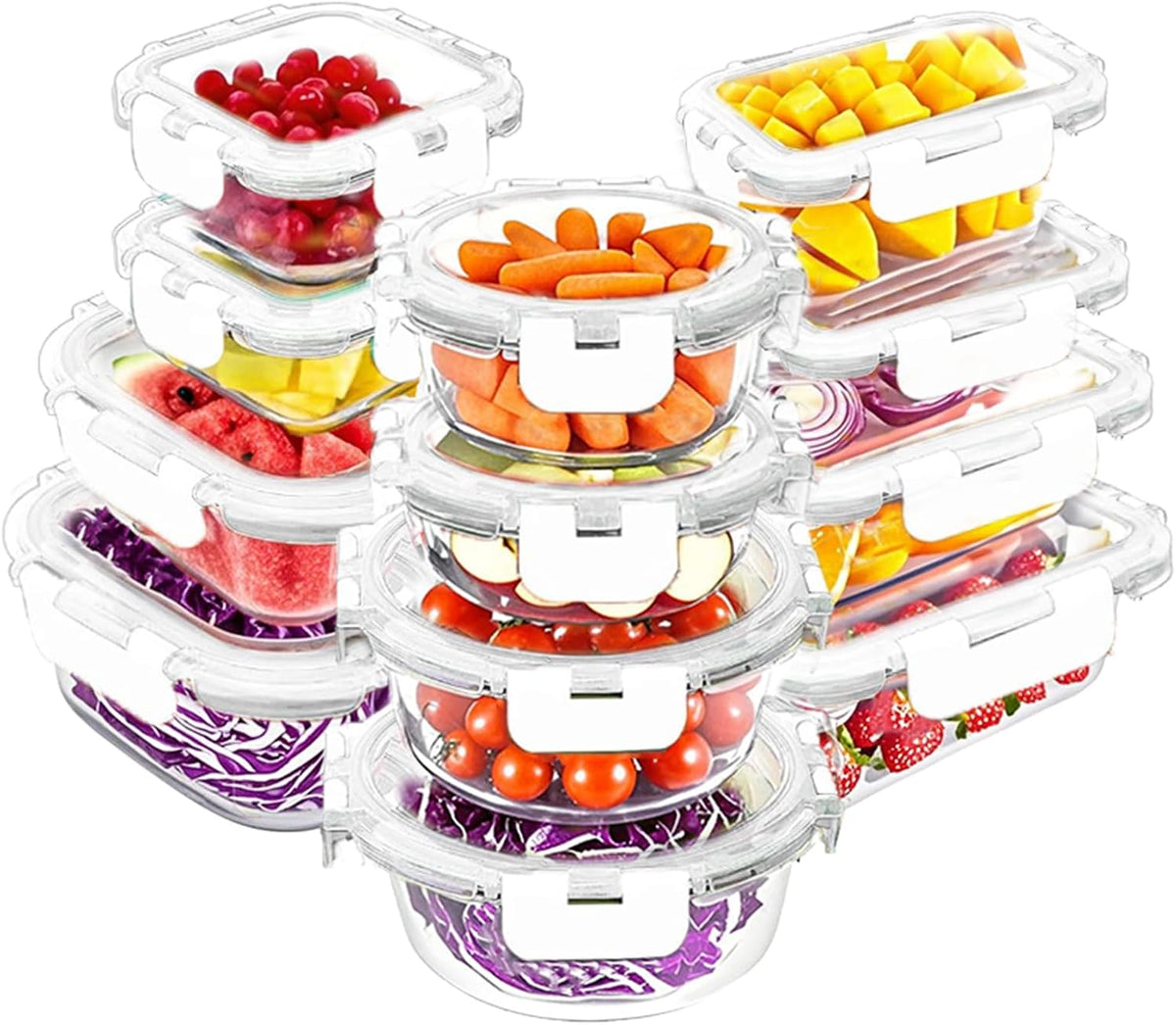 Glass Food Storage Containers Set with Lids, Grey