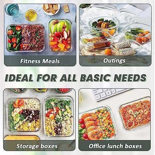 Glass Food Storage Containers Set with Lids, Grey