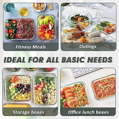 Glass Food Storage Containers Set with Lids, Grey