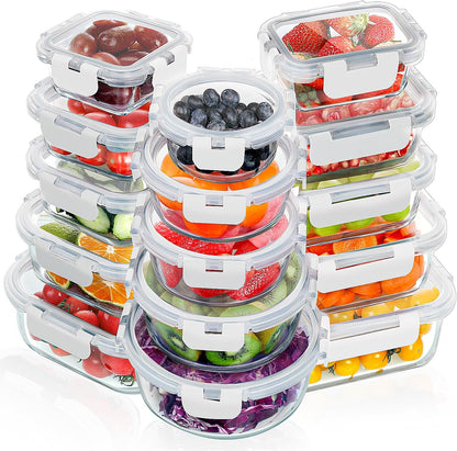 Glass Food Storage Containers Set with Lids, Grey