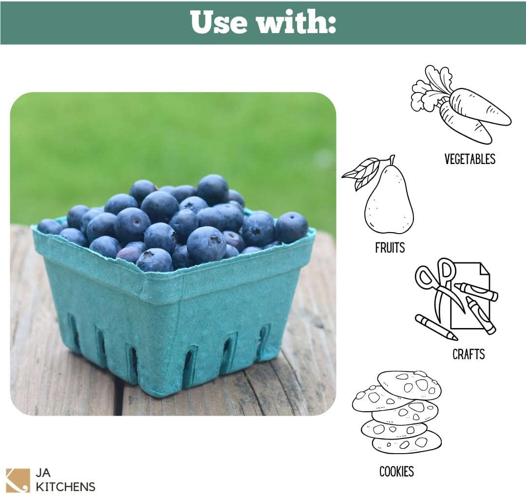 Green Molded Pulp Fiber Berry/Produce Vented 1 Pint Basket (40 Pieces) For Fruit and Vegetables