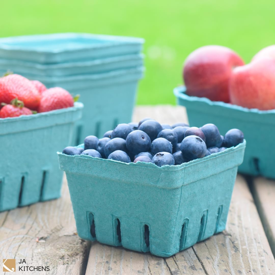 Green Molded Pulp Fiber Berry/Produce Vented 1 Pint Basket (40 Pieces) For Fruit and Vegetables