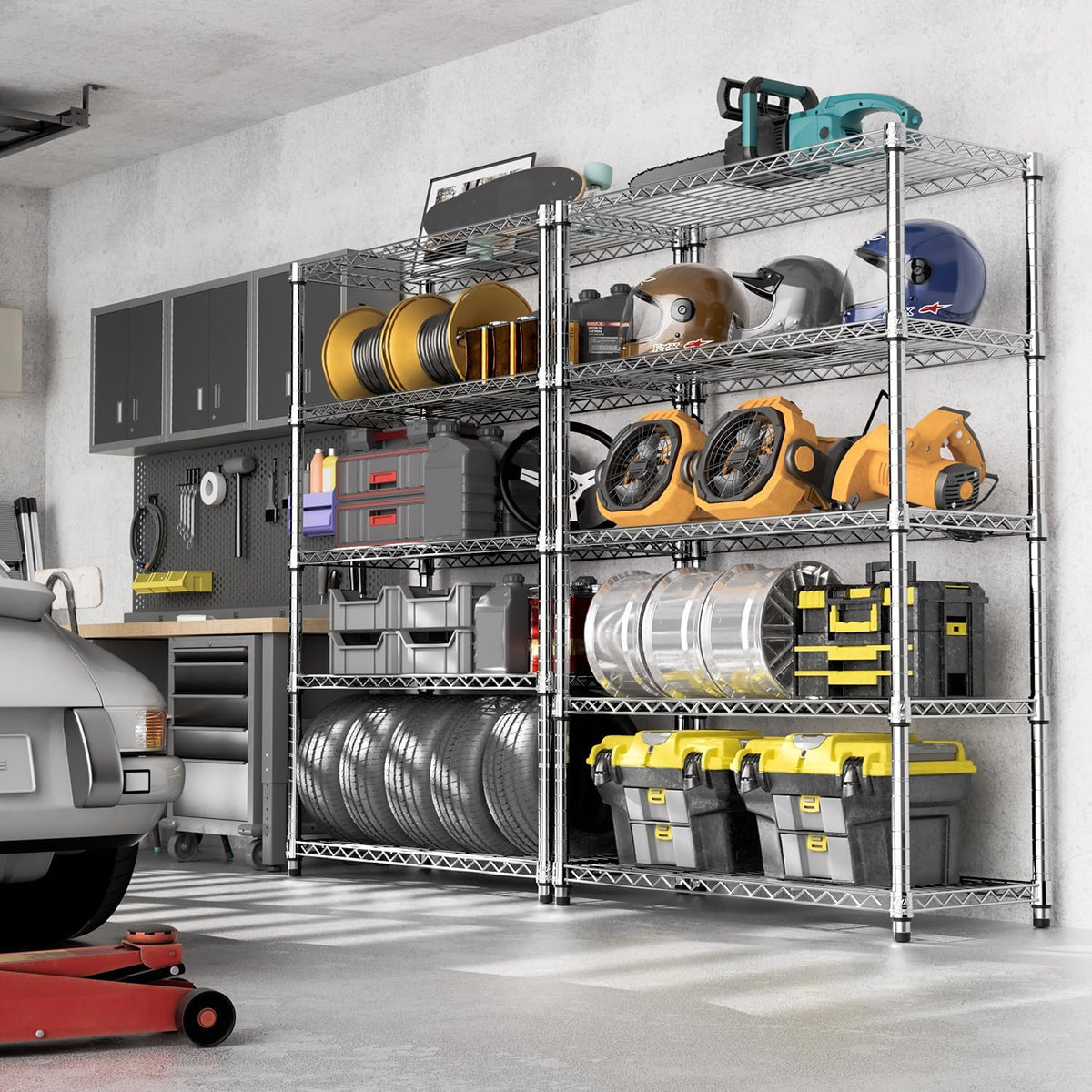 M MZG 1750 LBS Storage Shelves 5-Tier Utility Shelving Unit Steel Organizer Wire Rack for Home,Kitchen,Office,Garage, Capacity 17.7" D x 47.2" W x 72.3" H - Colors A