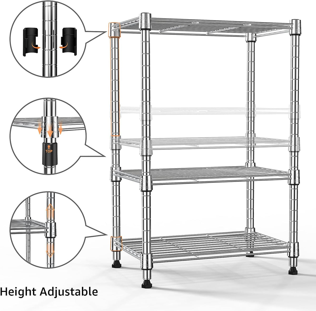 M MZG 1750 LBS Storage Shelves 5-Tier Utility Shelving Unit Steel Organizer Wire Rack for Home,Kitchen,Office,Garage, Capacity 17.7" D x 47.2" W x 72.3" H - Colors A