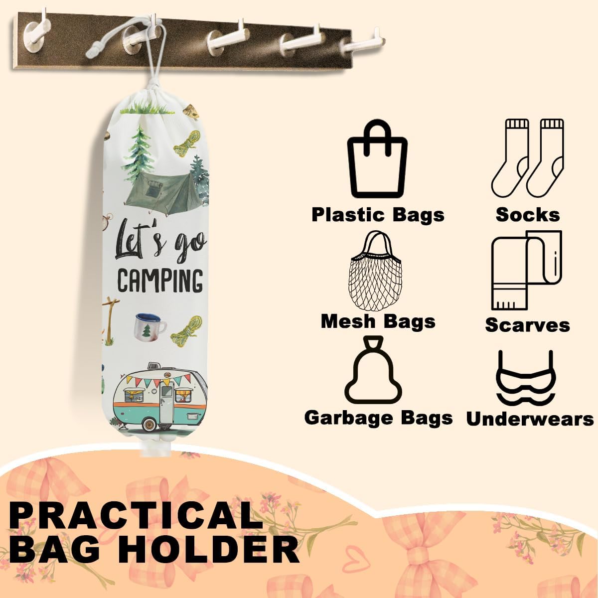 Sunflower Plastic Bag Holder for Kitchen Essentials, Wall Mount Grocery Bag Holder for Plastic Bags, Summer Sunflower Reusable Grocery Bags Storage Dispenser for Home Kitchen Pantry Farmhouse