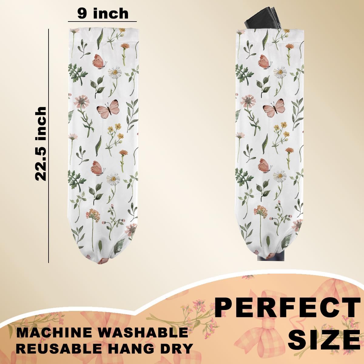 Sunflower Plastic Bag Holder for Kitchen Essentials, Wall Mount Grocery Bag Holder for Plastic Bags, Summer Sunflower Reusable Grocery Bags Storage Dispenser for Home Kitchen Pantry Farmhouse
