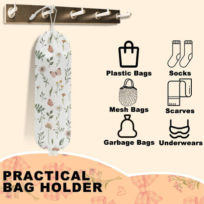Sunflower Plastic Bag Holder for Kitchen Essentials, Wall Mount Grocery Bag Holder for Plastic Bags, Summer Sunflower Reusable Grocery Bags Storage Dispenser for Home Kitchen Pantry Farmhouse