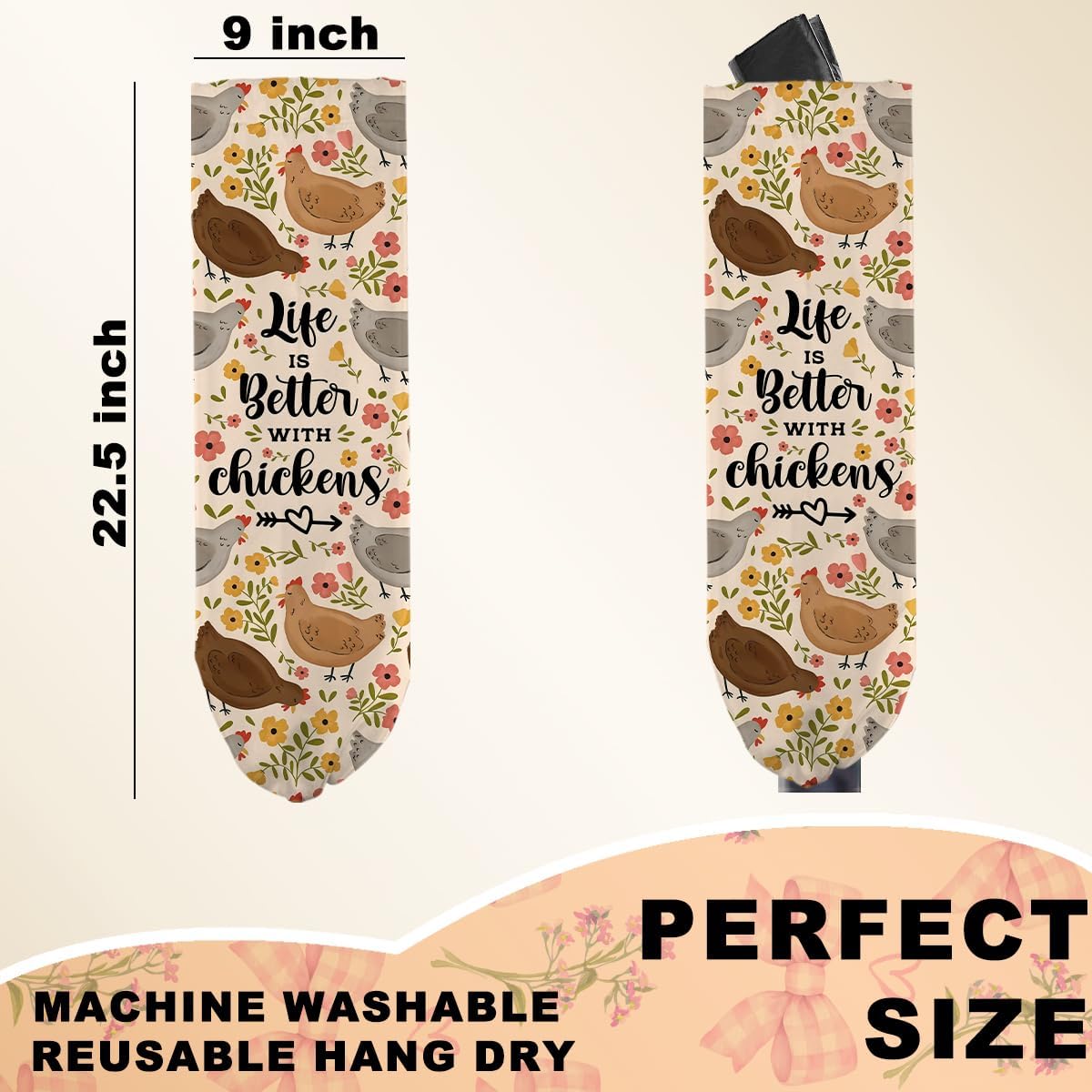 Sunflower Plastic Bag Holder for Kitchen Essentials, Wall Mount Grocery Bag Holder for Plastic Bags, Summer Sunflower Reusable Grocery Bags Storage Dispenser for Home Kitchen Pantry Farmhouse