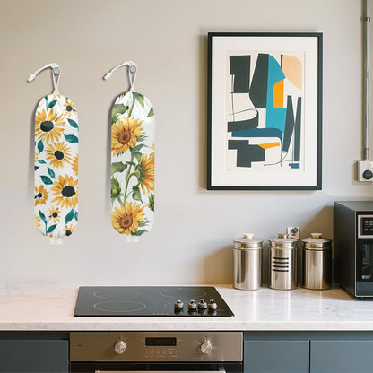 Sunflower Plastic Bag Holder for Kitchen Essentials, Wall Mount Grocery Bag Holder for Plastic Bags, Summer Sunflower Reusable Grocery Bags Storage Dispenser for Home Kitchen Pantry Farmhouse