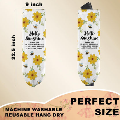 Sunflower Plastic Bag Holder for Kitchen Essentials, Wall Mount Grocery Bag Holder for Plastic Bags, Summer Sunflower Reusable Grocery Bags Storage Dispenser for Home Kitchen Pantry Farmhouse