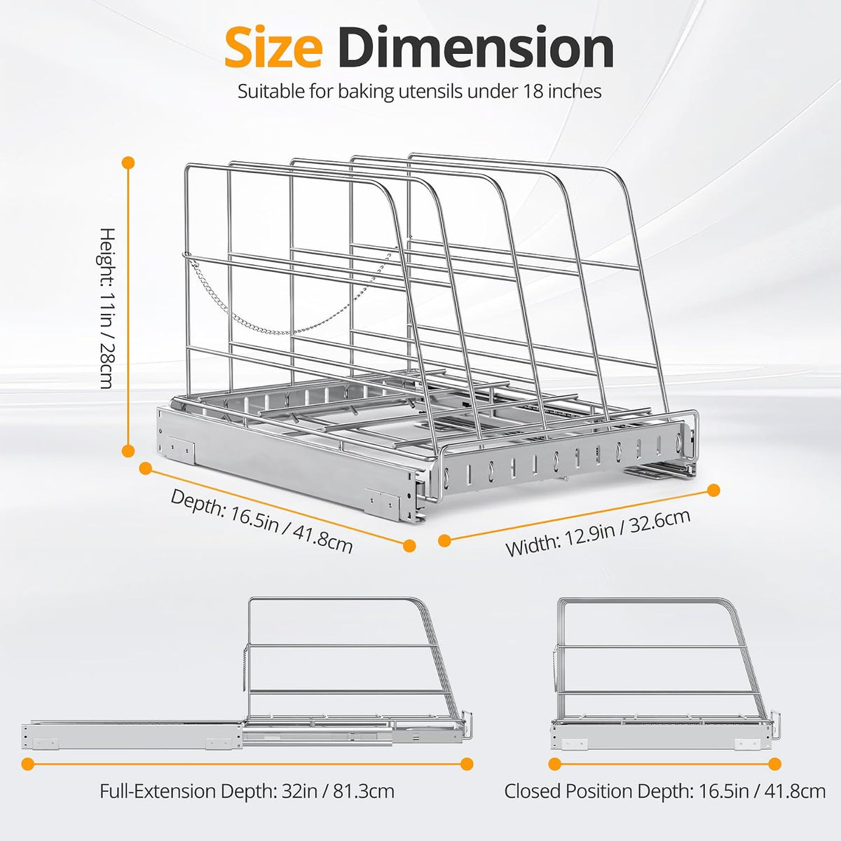 Pull Out Cabinet Organizer for Cutting Board, Cookie Sheet, Baking Sheet