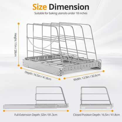 Pull Out Cabinet Organizer for Cutting Board, Cookie Sheet, Baking Sheet