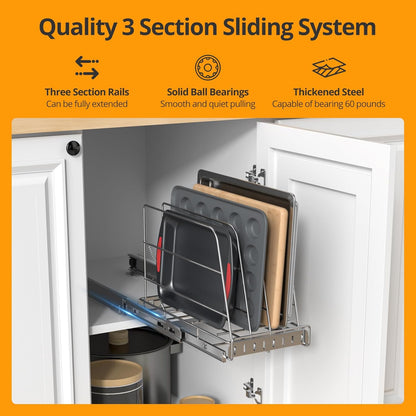 Pull Out Cabinet Organizer for Cutting Board, Cookie Sheet, Baking Sheet