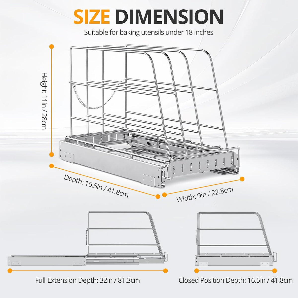 Pull Out Cabinet Organizer for Cutting Board, Cookie Sheet, Baking Sheet