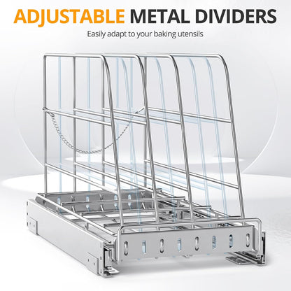 Pull Out Cabinet Organizer for Cutting Board, Cookie Sheet, Baking Sheet