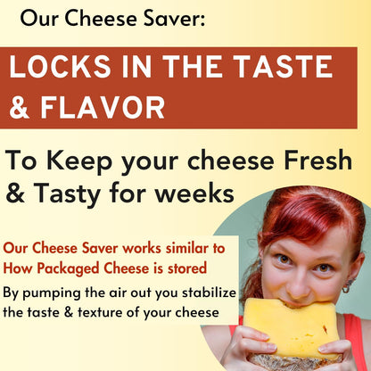 The Quick Vac: Only Airtight Vacuum Sealed Cheese Saver Container - Perfect For Keeping Cheddar, Parmesan, Shredded, Sliced, Grated, Blue, Swiss, Cottage & Cream Cheese in the Fridge