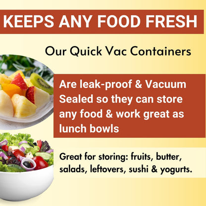 The Quick Vac: Only Airtight Vacuum Sealed Cheese Saver Container - Perfect For Keeping Cheddar, Parmesan, Shredded, Sliced, Grated, Blue, Swiss, Cottage & Cream Cheese in the Fridge
