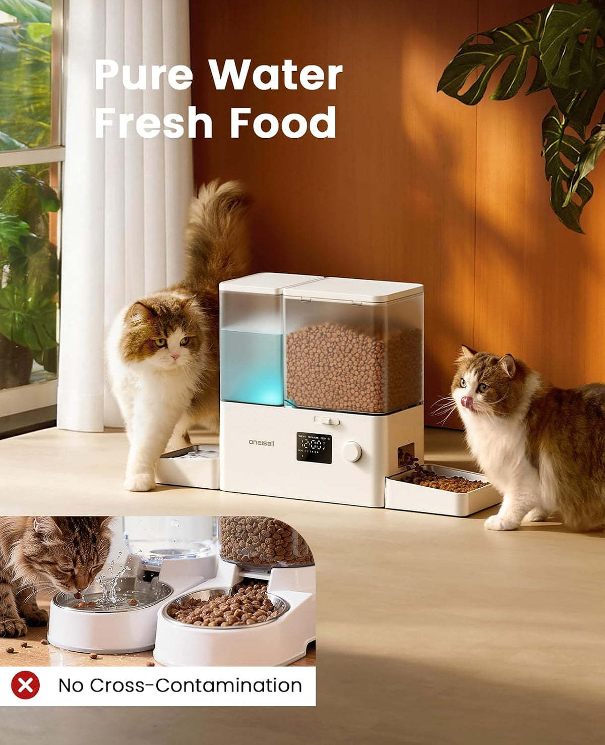 Automatic Cat Feeder and Water Dispenser, 36Cups/8.5L