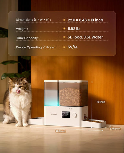 Automatic Cat Feeder and Water Dispenser, 36Cups/8.5L