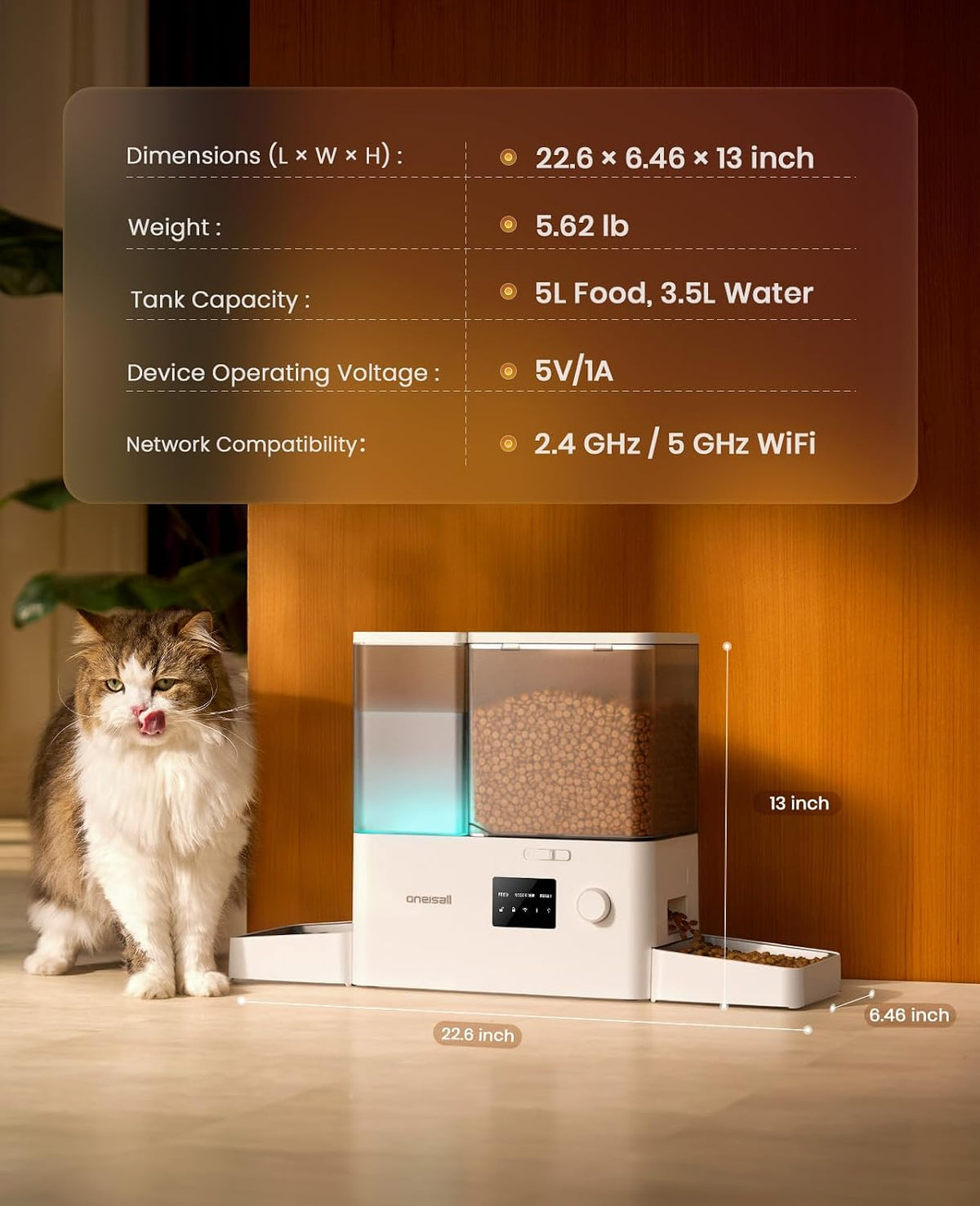 Automatic Cat Feeder and Water Dispenser, 36Cups/8.5L