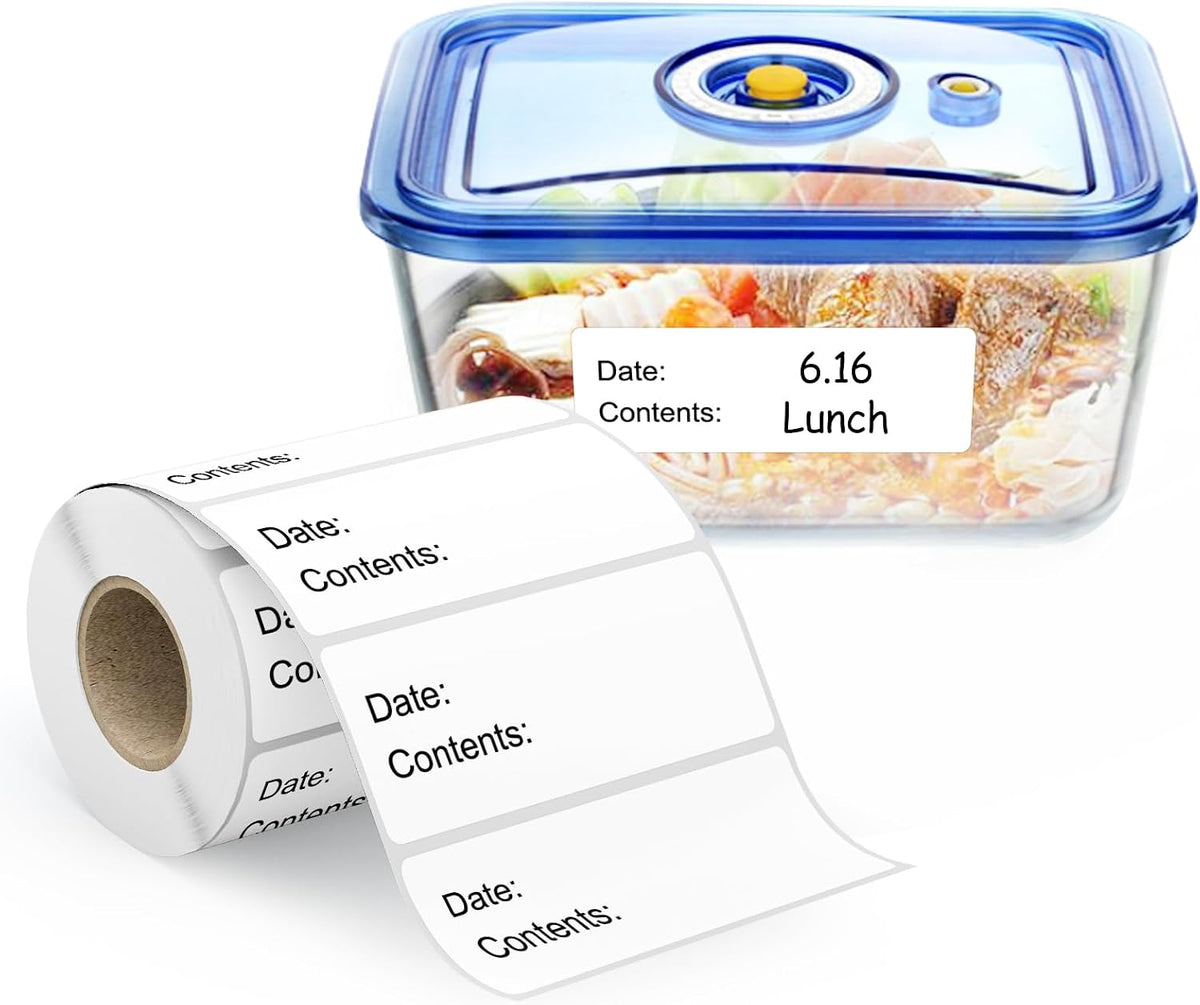 500pcs Food Freezer Labels, 1 x 3 Inch Removable for Food Containers, Mason Jar, No Residue Food Storage Labels Perfect for Kitchen Cannot be Torn