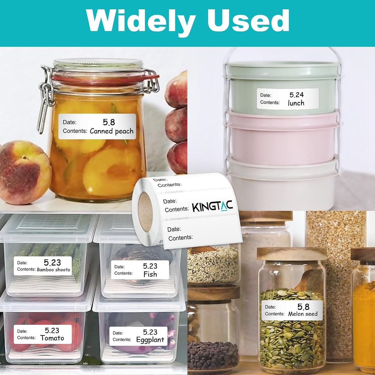 500pcs Food Freezer Labels, 1 x 3 Inch Removable for Food Containers, Mason Jar, No Residue Food Storage Labels Perfect for Kitchen Cannot be Torn