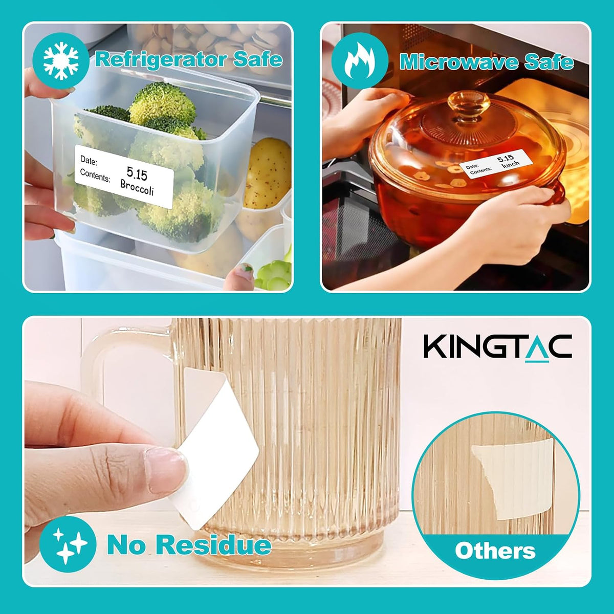 500pcs Food Freezer Labels, 1 x 3 Inch Removable for Food Containers, Mason Jar, No Residue Food Storage Labels Perfect for Kitchen Cannot be Torn