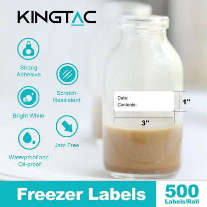 500pcs Food Freezer Labels, 1 x 3 Inch Removable for Food Containers, Mason Jar, No Residue Food Storage Labels Perfect for Kitchen Cannot be Torn