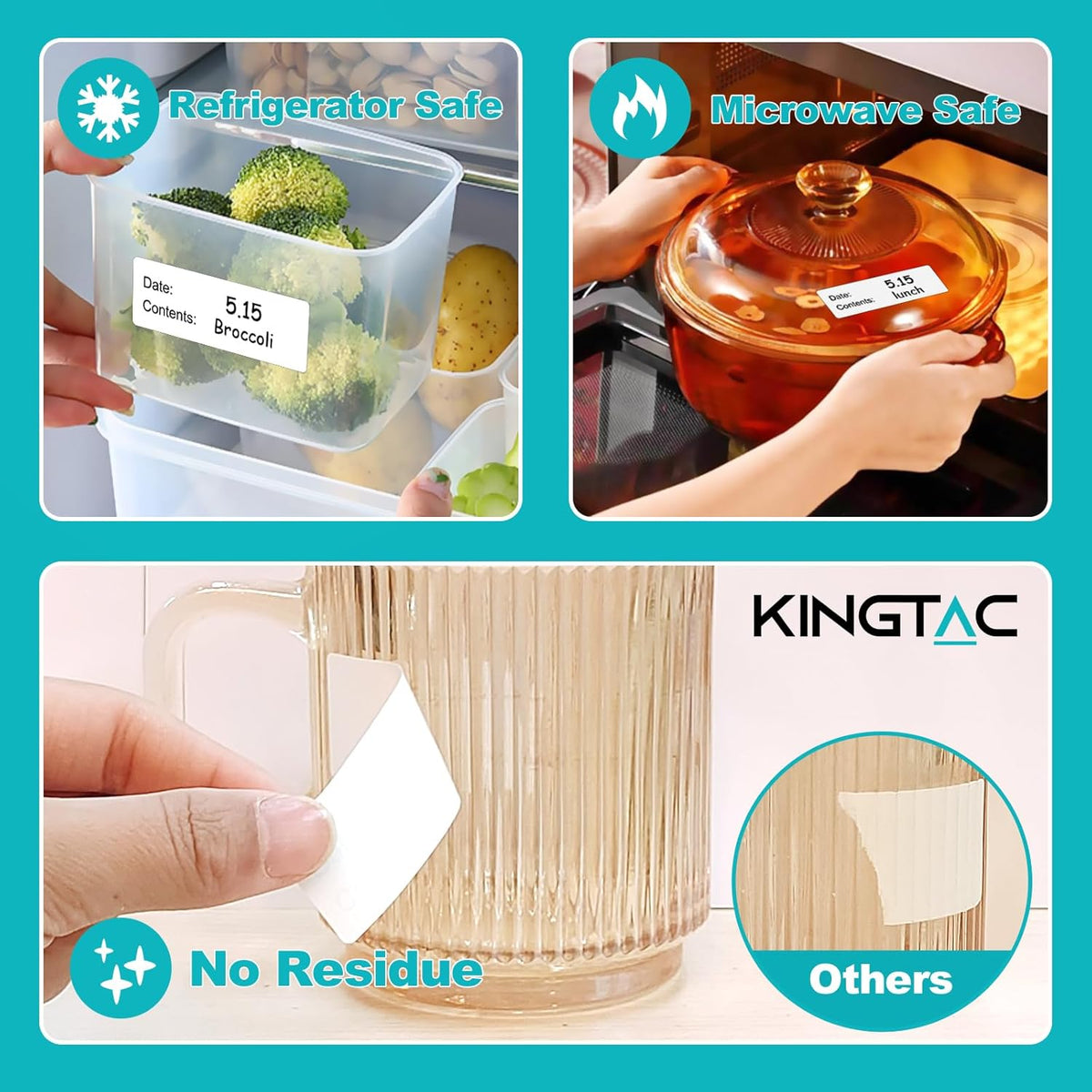 500pcs Food Freezer Labels, 1 x 3 Inch Removable for Food Containers, Mason Jar, No Residue Food Storage Labels Perfect for Kitchen Cannot be Torn