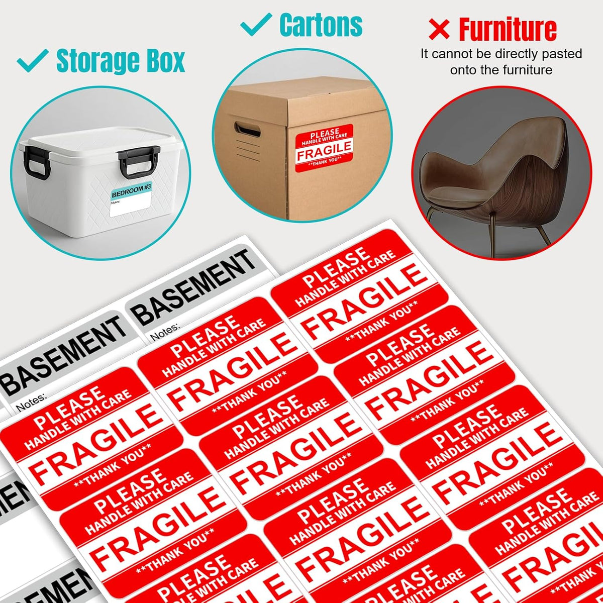 500pcs Food Freezer Labels, 1 x 3 Inch Removable for Food Containers, Mason Jar, No Residue Food Storage Labels Perfect for Kitchen Cannot be Torn