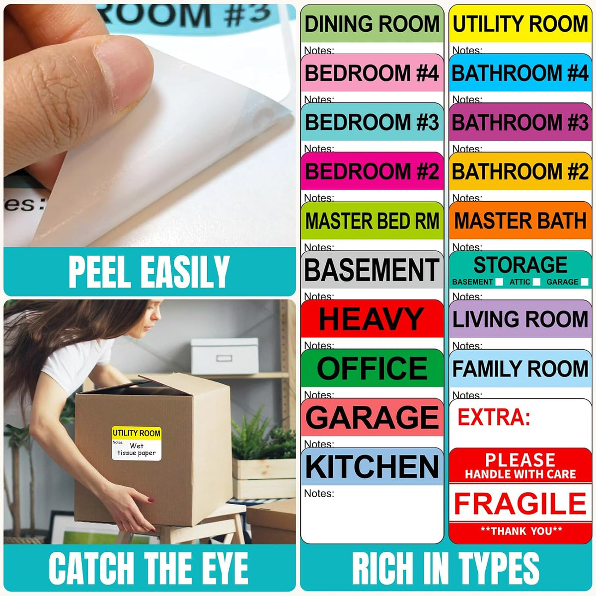 500pcs Food Freezer Labels, 1 x 3 Inch Removable for Food Containers, Mason Jar, No Residue Food Storage Labels Perfect for Kitchen Cannot be Torn